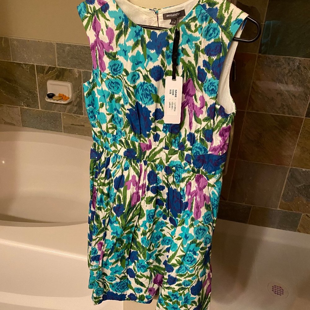 Emily and Fin blue, purple, teal, & green floral dress— UK 14 (L)— NWT